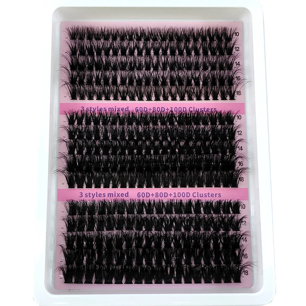 New 15Rows DIY 5D Fluffy Lash Clusters 60D-200D Thick Eyelash Clusters Wispy Individual Lashes 10-20mm Cluster Eyelash Extension