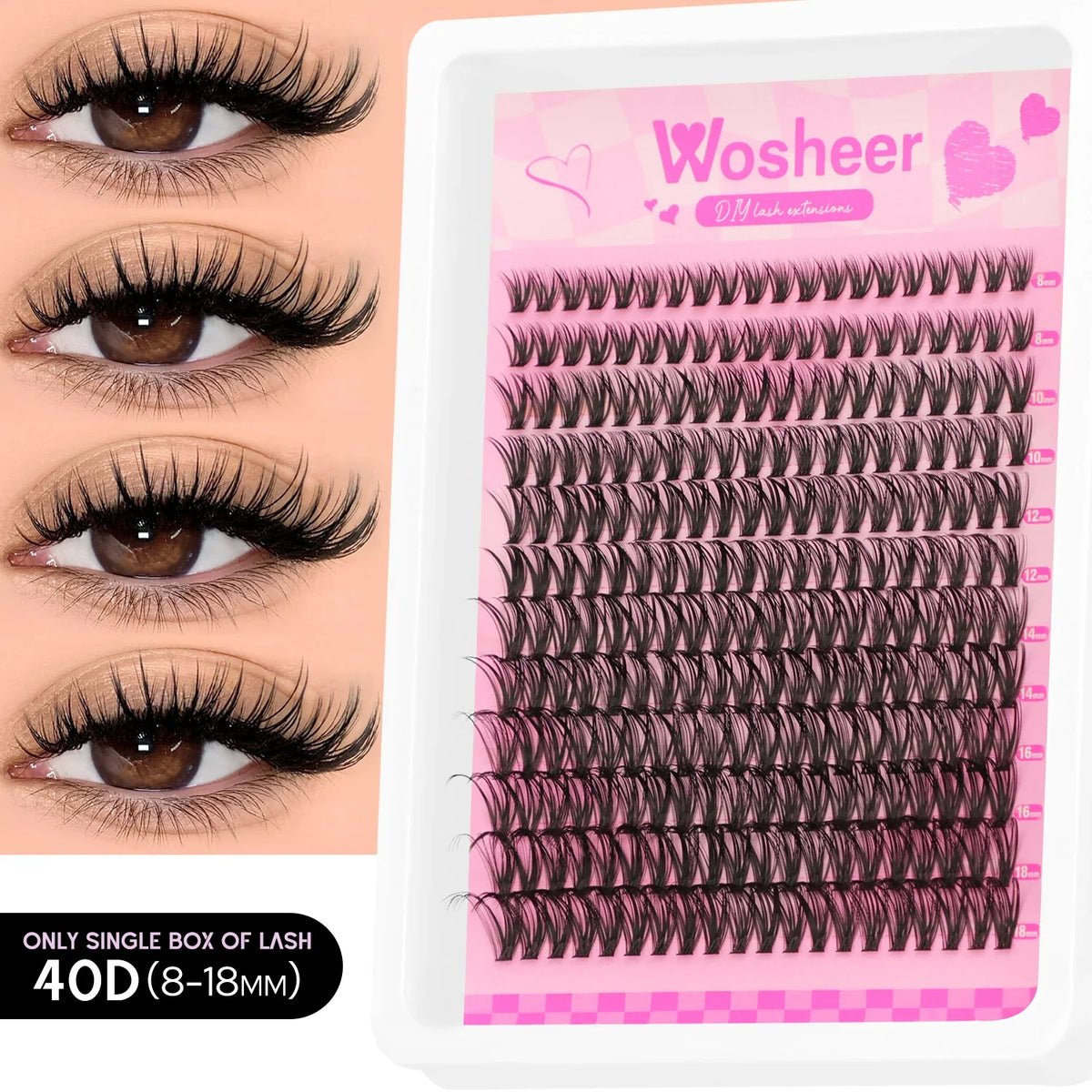 WOSHEER Lash Clusters Kit Lash Spikes Eyelash Clusters Volume Individual Lashes DIY Spiky Lash Extension Manga Clusters Eyelash