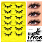 GROINNEYA Fake Lashes Fluffy Cat Eye Lashes 8D Fluffy Volume False Eyelashes D Curl Dramatic Thick Full Strip Faux Mink Lashes