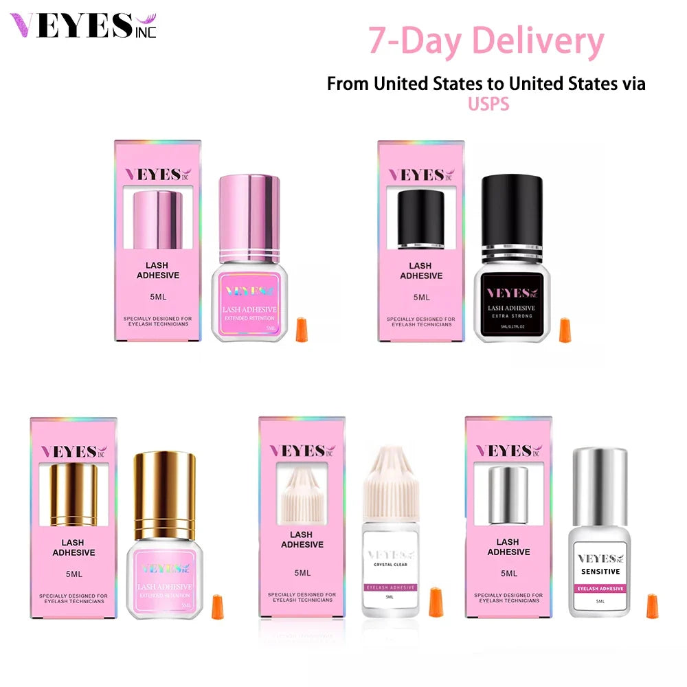 VEYES INC Eyelash Extension Glue 0.5-1 Sec Drying (0.17fl.oz / 5ml) Up to 8 Weeks Retention Adhesive Salon Use for Lash  Tech