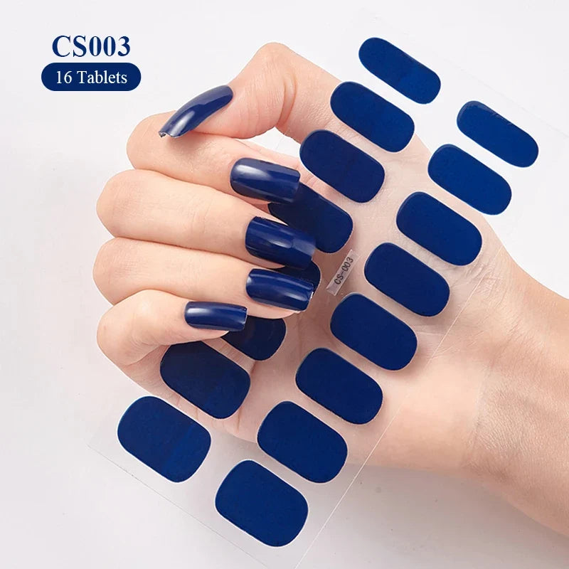14/16Tips Full Cover Gradient Nail Stickers Multi Color Self Adhesive Slider No Need UV Lamp Cured Press ON Nail Decal