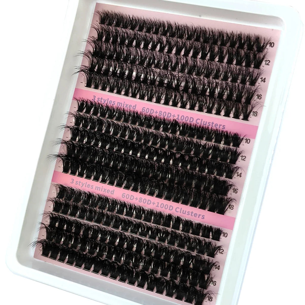 New 15Rows DIY 5D Fluffy Lash Clusters 60D-200D Thick Eyelash Clusters Wispy Individual Lashes 10-20mm Cluster Eyelash Extension