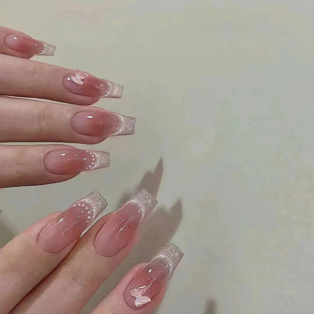 10 PCS Phototherapy Handmade Blush Butterfly Eye Blush Butterfly Fake Nails