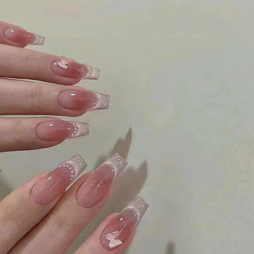 10 PCS Phototherapy Handmade Blush Butterfly Eye Blush Butterfly Fake Nails