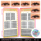 GROINNEYA Eyelashes Clusters 320 pcs Natural Eyelash extension Cluster Lashes Volume Mixed Tray Lashes Cluster Natural Lashes