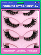 Veltrinay Fake Lashes Cat Eye Lashes Faux Mink Eyelashes Clear Band Lashes Natural Look Wispy Mink Eyelashes False Lashes Makeup