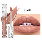 QIBEST Waterproof Diamond Shimmer Glitter Lipgloss Matte Liquid Lipstick Shiny Pearl Lip Glaze Long Lasting LipTint Women Makeup