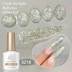 BORN PRETTY 10ml Sliver Carat Mirage Reflective Glitter Gel Nail Polish Sparkling Ultra Shine Soak Off UV Nail Art Gel Varnish