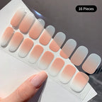 14/16Tips Full Cover Gradient Nail Stickers Multi Color Self Adhesive Slider No Need UV Lamp Cured Press ON Nail Decal