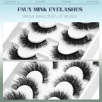 GROINNEYA Fake Lashes Fluffy Cat Eye Lashes 8D Fluffy Volume False Eyelashes D Curl Dramatic Thick Full Strip Faux Mink Lashes