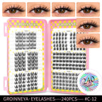 GROINNEYA Eyelashes Clusters 320 pcs Natural Eyelash extension Cluster Lashes Volume Mixed Tray Lashes Cluster Natural Lashes