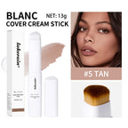 Color Changing Foundation Stick Korean Cover Cream Stick High Coverage Waterproof Dual-Ended with Brush  Base Makeup