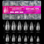 100/600Pcs Short Almond Nail Tips Soft Gel Nail Tips Full Cover False Nail Tips For Acrylic Nails  Salon Home Press On Nails