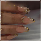 24Pcs Metallic Cat Eye French Sheer Manicure Tip Art Textured 3D Acrylic False Nails Nude Pink Almond Medium Press on Fake Nails