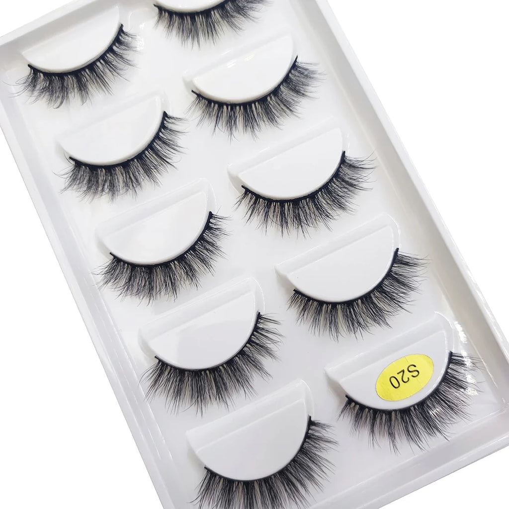 New 5 Pairs Natural 3D False Eyelashes Makeup Mink Eyelash Fake Eye Lashes Faux Cils Make Up Beauty Maquillaje Tools H13 Cat