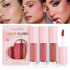 Three-Piece Set of Matte Liquid Blush, Natural Highlighter, Long-Lasting Blush, Delicate Color, Clear and Light Blush