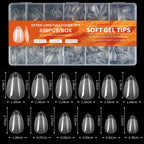 100/600Pcs Short Almond Nail Tips Soft Gel Nail Tips Full Cover False Nail Tips For Acrylic Nails  Salon Home Press On Nails