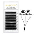 MASSCAKU 12Lines Premium Mink 3D 4D 5D 6D Pre-made False Eyelash W Shape Soft and Natural Individual Lash Extension Supplies