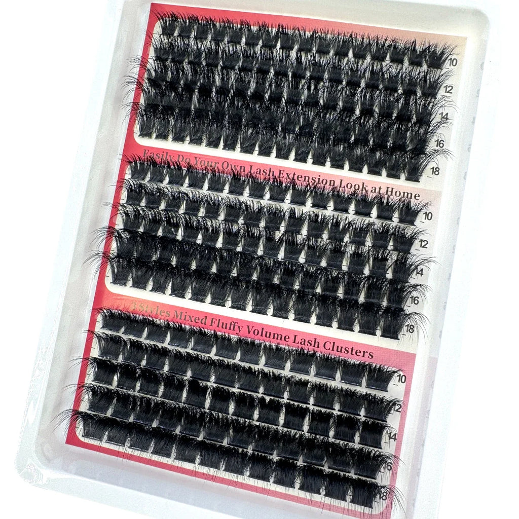 New 15Rows DIY 5D Fluffy Lash Clusters 60D-200D Thick Eyelash Clusters Wispy Individual Lashes 10-20mm Cluster Eyelash Extension
