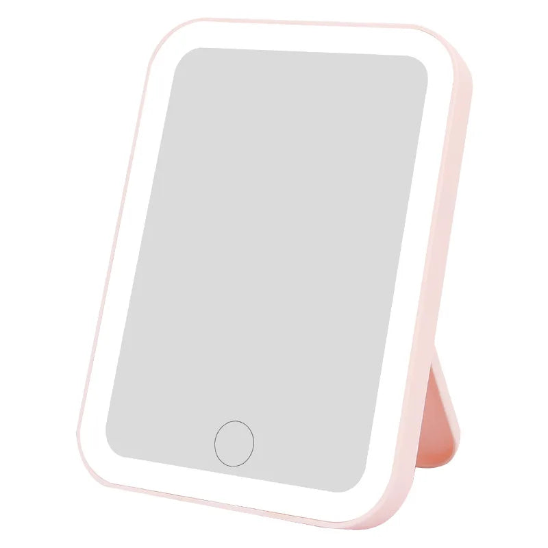 3 Colors LED Vanity Mirror with Touch Screen USB Rechargeable Dimming Makeup Mirror 3 Brightness Portable