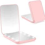 Mini LED Makeup Mirror Portable Vanity Mirrors with Light 1X 2X Magnifying Pocket Mirror Foldable Cosmetic Vanity Mirrors