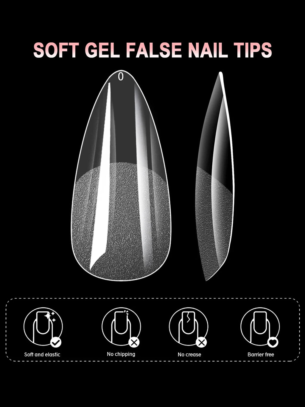 100/600Pcs Short Almond Nail Tips Soft Gel Nail Tips Full Cover False Nail Tips For Acrylic Nails  Salon Home Press On Nails