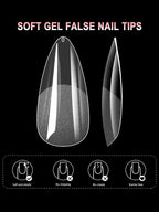 100/600Pcs Short Almond Nail Tips Soft Gel Nail Tips Full Cover False Nail Tips For Acrylic Nails  Salon Home Press On Nails