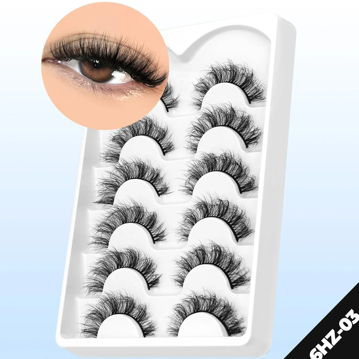 GROINNEYA Fake Lashes Fluffy Cat Eye Lashes 8D Fluffy Volume False Eyelashes D Curl Dramatic Thick Full Strip Faux Mink Lashes