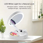 1X 10x Magnifying Vanity Mirror with LED Lighted Flexible Foldable Desk Makeup Mirror Lighting Dressing Makeup Lamp
