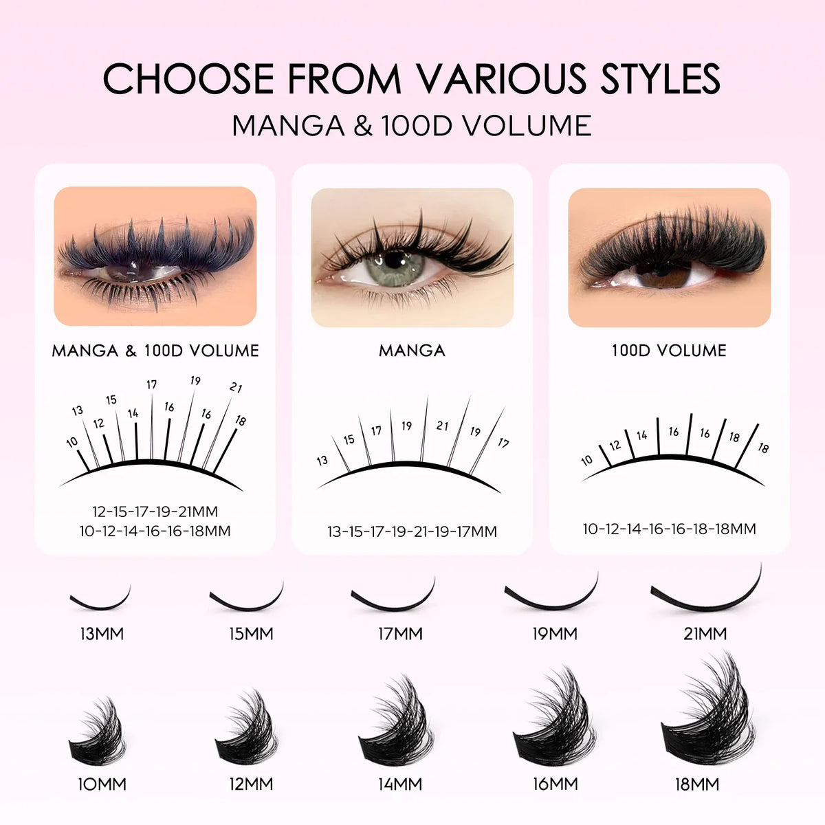 WOSHEER Lash Clusters Kit Lash Spikes Eyelash Clusters Volume Individual Lashes DIY Spiky Lash Extension Manga Clusters Eyelash