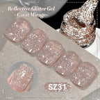 BORN PRETTY 10ml Sliver Carat Mirage Reflective Glitter Gel Nail Polish Sparkling Ultra Shine Soak Off UV Nail Art Gel Varnish