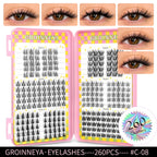 GROINNEYA Eyelashes Clusters 320 pcs Natural Eyelash extension Cluster Lashes Volume Mixed Tray Lashes Cluster Natural Lashes