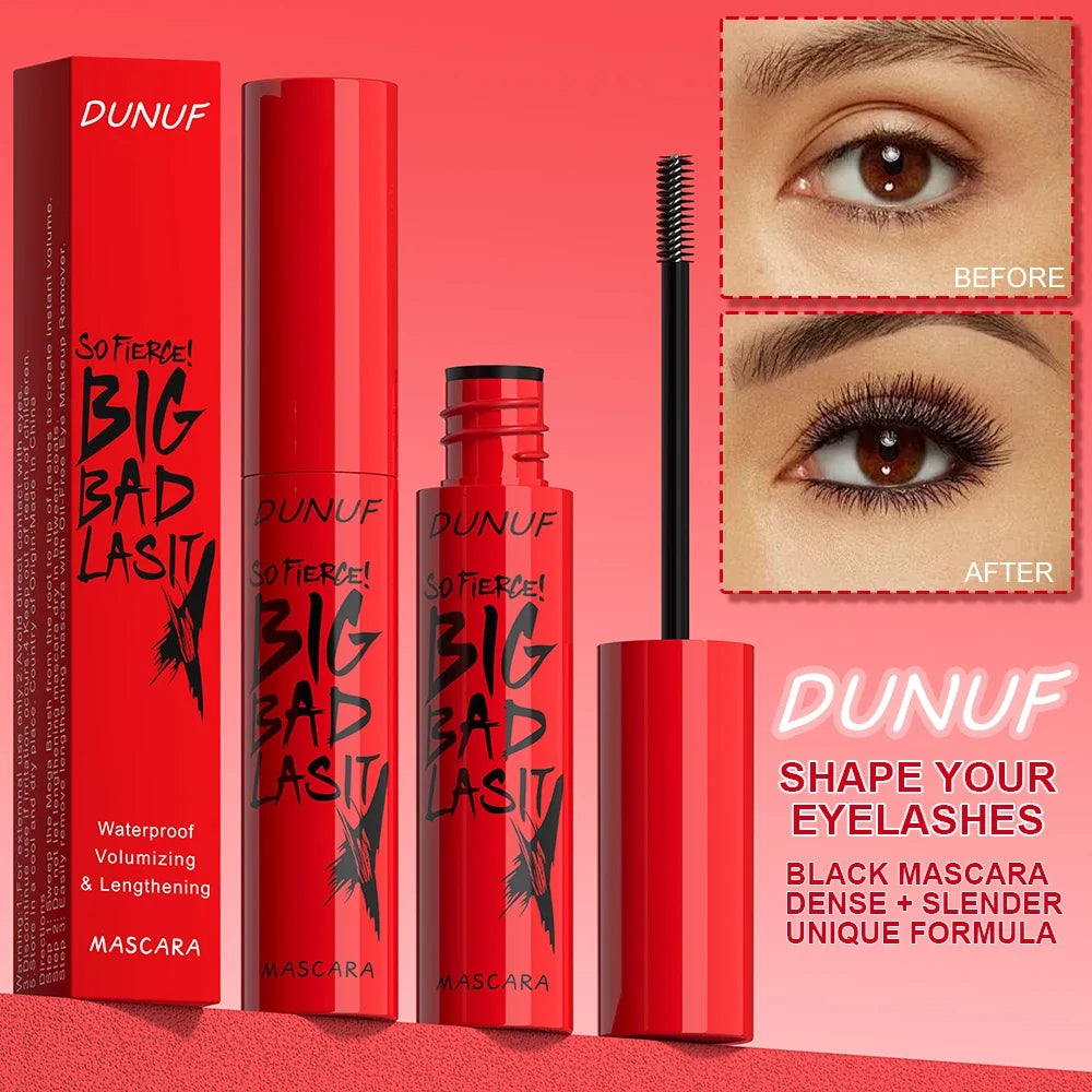 DUNUF 1 Pcs Long Lasting Mascara Thin Thick Waterproof Curl does not Easily Stain Sweat-proof and Non-smudging Beginner Friendly