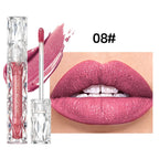 QIBEST Waterproof Diamond Shimmer Glitter Lipgloss Matte Liquid Lipstick Shiny Pearl Lip Glaze Long Lasting LipTint Women Makeup
