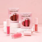 Three-Piece Set of Matte Liquid Blush, Natural Highlighter, Long-Lasting Blush, Delicate Color, Clear and Light Blush