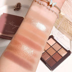 Mocha Chocolate Eyeshadow Palette - 9 brown, nude and gold shades in matte, natural and shimmer finishes, perfect for music fest