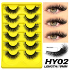 GROINNEYA Fake Lashes Fluffy Cat Eye Lashes 8D Fluffy Volume False Eyelashes D Curl Dramatic Thick Full Strip Faux Mink Lashes