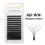 MASSCAKU 12Lines Premium Mink 3D 4D 5D 6D Pre-made False Eyelash W Shape Soft and Natural Individual Lash Extension Supplies