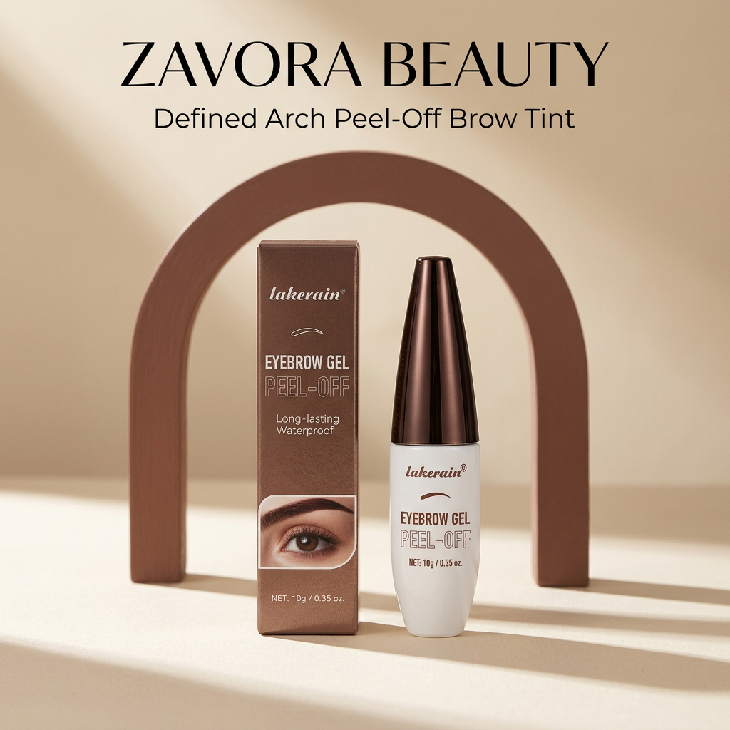 ZAVORA BEAUTY brow tint with cocoa arch backdrop